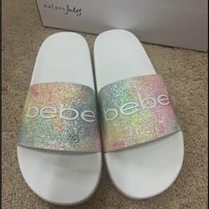 Bebe Multicolor Glitter Slide Sandals